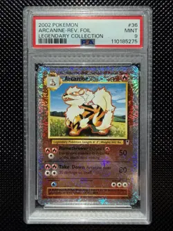 Pokemon Arcanine 36/110 Legendary Collection Reverse Foil PSA 9 2002 - Image 1