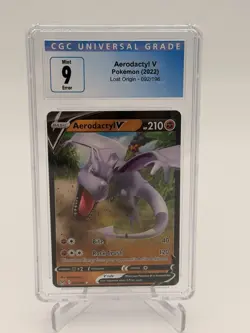Pokemon Aerodactyl V 092/196 Lost Origin 2022 CGC MINT 9 Minor Miscut Error - Image 1