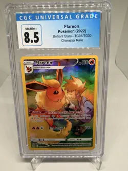 2022 Pokemon Brilliant Stars Flareon TG01/TG30 Char. Rare CGC 8.5 NM/Mint+ - Image 1