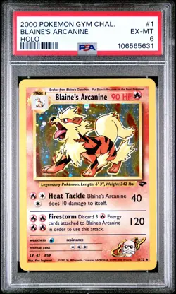 2000 Pokemon Gym Challenge Holo BLAINE'S ARCANINE PSA 6 #1/132 - Image 1