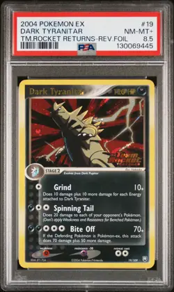 2004 POKEMON EX TEAM ROCKET RETURNS #19 DARK TYRANITAR-REVERSE FOIL PSA 8.5 - Image 1