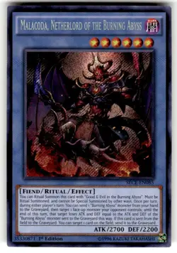 Yugioh Malacoda, Netherlord of the Burning Abyss SECE-EN085 Secret Rare 1st NM - Image 1