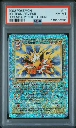 2002 Pokemon Jolteon Legendary Coll. Reverse Holofoil #14 PSA 8 POP 280 - Image 1