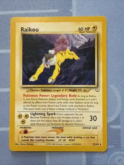 Raikou 22/64 Neo Revelation Rare Vintage WOTC 2001 Pokemon Card - Image 1