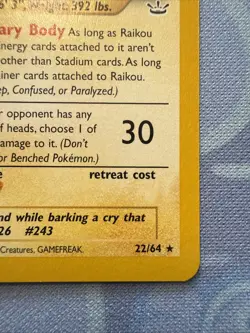 Raikou 22/64 Neo Revelation Rare Vintage WOTC 2001 Pokemon Card - Image 4