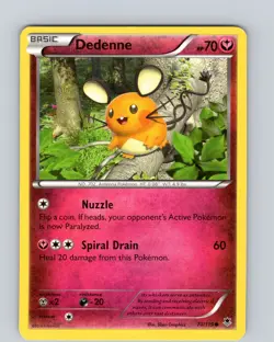 Pokemon TCG Dedenne XY Phantom Forces 70/119 Regular Common Card Played LP - Image 1