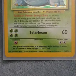 Pokemon Venusaur #15 HP100, Base Set Holo Rare English 1999 Stage 2 Card - Image 4