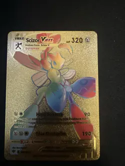 Scizor VMAX Rainbow HP320 Gold Foil Fan Art Display Card - Image 1