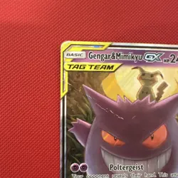 Pokemon Gengar & Mimikyu GX TAG TEAM Ultra Rare Holo Card Team Up 53/181 Damage - Image 3