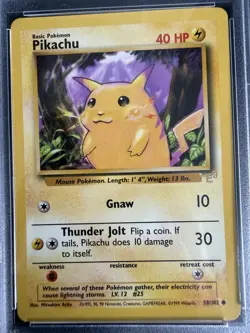 Pokemon TCG Yellow Cheeks Base Set Pikachu E3 Promo Card 58/102 PSA 6 - Image 2