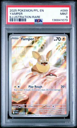 2025 POKEMON PFL EN-PHANTASMAL FLAMES ILLUSTRATION RARE #099 YAMPER PSA 9 - Image 1