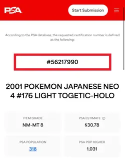 Light Togetic Japanese - PSA 8 - Neo Destiny Holo 176 - Pokemon - Image 4
