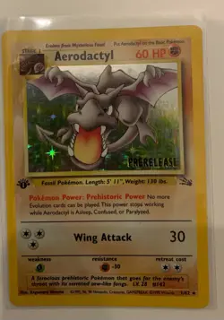 AERODACTYL POKEMON 1/62 PRERELEASE 1ST EDITION FOSSIL SET HOLO RARE NM - Image 1