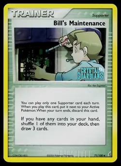 Pokemon Bill's Maintenance Crystal Guardians 71/100 Reverse Holo STAMPED - Image 1
