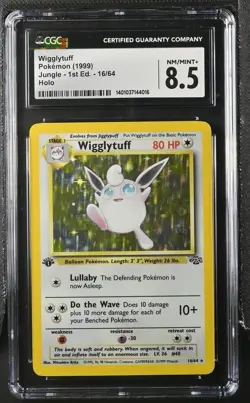 CGC 8.5 NM/Mint+ Wigglytuff 16/64 Holo 1st Edition Jungle 1999 Pokemon Card - Image 1