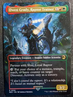 Owen Grady, Raptor Trainer - Borderless - Jurassic World Collection REX (MTG) - Image 1