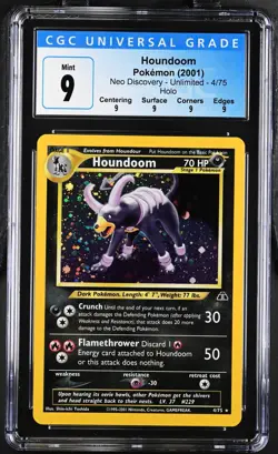 Pokemon TCG Houndoom Neo Discovery Unlimited Holo CGC 9 #4/75 English 2001 - Image 1