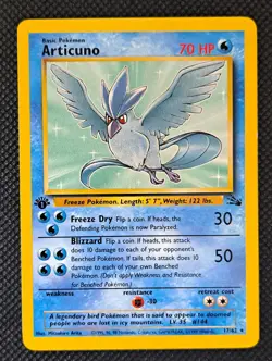 Pokemon TCG Articuno 17/62 Fossil Unlimited Non-Holo Card 1st Edition NM - Image 1