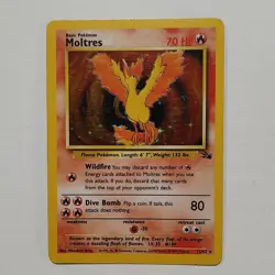 Moltres 12/62 Fossil Holo Rare Unlimited Pokemon TCG Card 1999 English - Image 1
