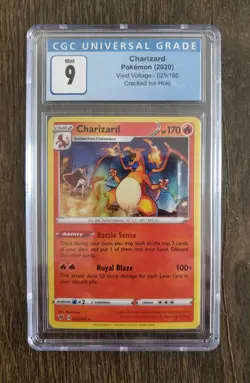 CGC 9 2020 Pokemon TCG Charizard Cracked Ice Holo Vivid Voltage #25 025/185 - Image 1