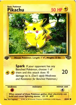 Pokemon TCG Pikachu Jungle 60/64 Regular 1st Edition Common VLP - Image 1