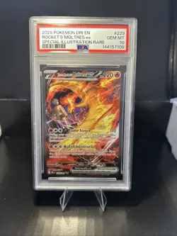 PSA 10 GEM MINT - Pokemon Destined Rivals Team Rocket's Moltres EX 229/182 SIR - Image 1