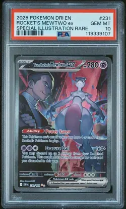 2025 Pokemon Team Rocket's Mewtwo ex Destined Rivals SIR #231 PSA 10 - Image 1