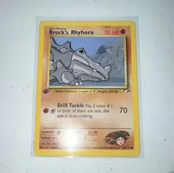 Pokemon Brock's Rhyhorn 70/132 Gym Heroes 1st Edition Regular Common 70HP - Image 1