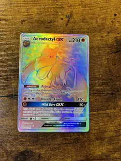 2019 Pokemon Sun and Moon Unified Minds Aerodactyl GX Secret Rare 244/236 - Image 1