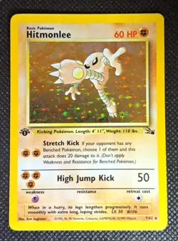 Pokemon Hitmonlee 7/62 (1st Edition) Fossil Holo (Never Played) *Near Mint* - Image 1