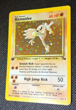 Pokemon Hitmonlee 7/62 (1st Edition) Fossil Holo (Never Played) *Near Mint* - Image 4