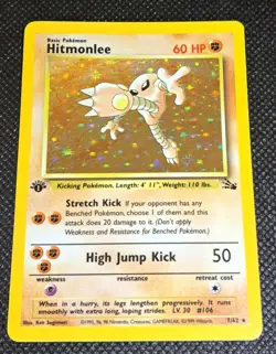 Pokemon Hitmonlee 7/62 (1st Edition) Fossil Holo (Never Played) *Near Mint* - Image 5