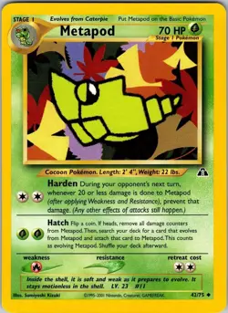 Metapod 42/75 Neo Discovery Uncommon Heavy Play Pokemon DNA GAMES - Image 1