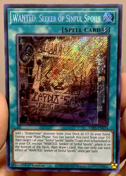 Yugioh Wanted Seeker of Sinful Spoils RA03-EN074 Secret Rare 1st NM w/Tracking - Image 1