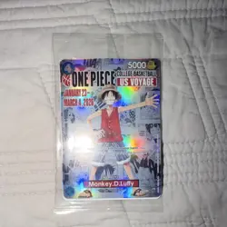 One Piece Bandai Namco Monkey.D.Luffy US Voyage Card SEALED w/unopened poster - Image 1