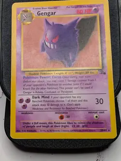 GENGAR 20/62 NON-HOLO RARE FOSSIL SET POKEMON CARD - LP - Image 2