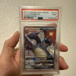 2019 POKEMON SUN & MOON HIDDEN FATES #SV49 FULL ART/CHARIZARD GX PSA 9 - Image 1