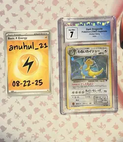 Pokemon CGC 7 Japanese Dark Dragonite Rocket Gang Holo with a **SWIRL** - Image 2