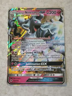 POKEMON ALOLAN NINETALES GX 132/214 RARE HOLO SUN & MOON LOST THUNDER SM8 NM - Image 1