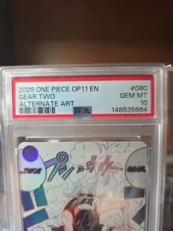 2025 ONE PIECE OP11-A FIST OF DIVINE SPEED ALTERNATE ART #080 GEAR TWO PSA 10 - Image 2