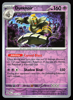 Dusknoir 037/131 Prismatic Evolutions Reverse Holo Rare Near Mint Pokemon TCG - Image 1
