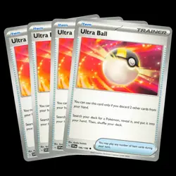 4x Ultra Ball 196/198 Scarlet & Violet Playset Near Mint Pokemon TCG - Image 1
