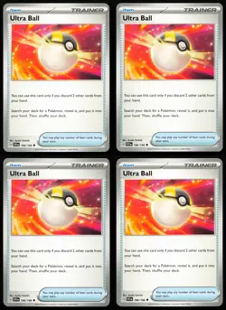 4x Ultra Ball 196/198 Scarlet & Violet Playset Near Mint Pokemon TCG - Image 2