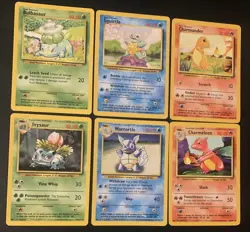 Base Set Starter And Evolution Lot - Pokemon Cards Charmander Squirtle Bulbasaur - Image 1