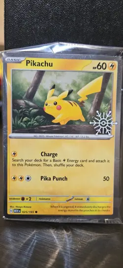 Pikachu 025/165 Pokemon Holiday Calendar 2025 Festive Stamp Snowflake Sealed - Image 1