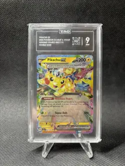 Pikachu EX Double Rare Holo 057/191 Sv08 Surging Sparks TAG 9 Pokemon Card - Image 1