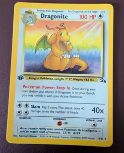 Pokemon TCG Dragonite Holo Rare 1st Edition Fossil Card 4/62 - Image 1