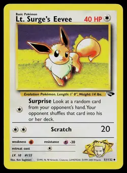Pokemon Card - Lt. Surge's Eevee Gym Challenge 51/132 Uncommon - Image 1