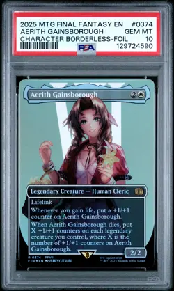 2025 MTG FINAL FANTASY CHARACTER BORDERLESS-FOIL AERITH GAINSBOROUGH PSA 10 - Image 1