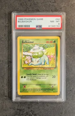 PSA 8 NM - MINT 1999 BASE SET POKEMON BULBASAUR 44/102 #44 WOTC TCG GRADED - Image 1